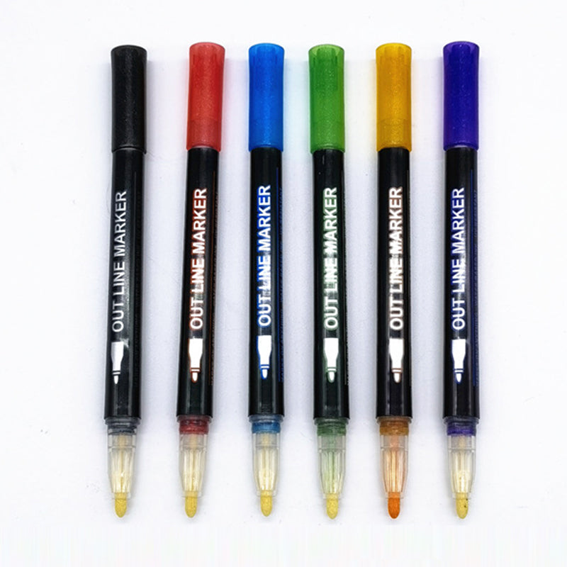  Shimmer Markers Outline Double Line: 24 Colors