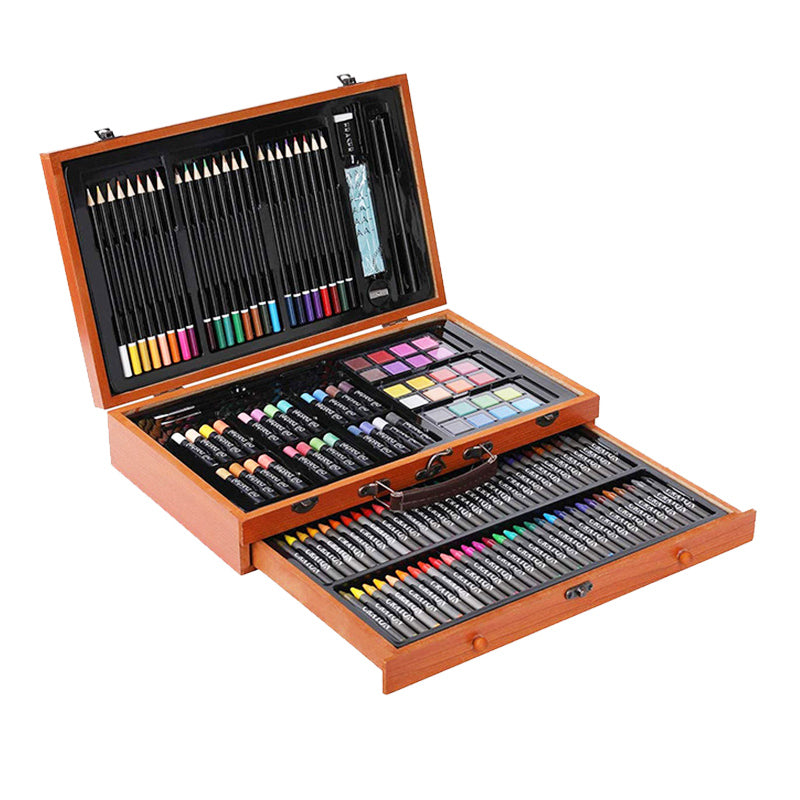 142PCS Deluxe Wooden Art Set Crafts Drawing Painting Kit
