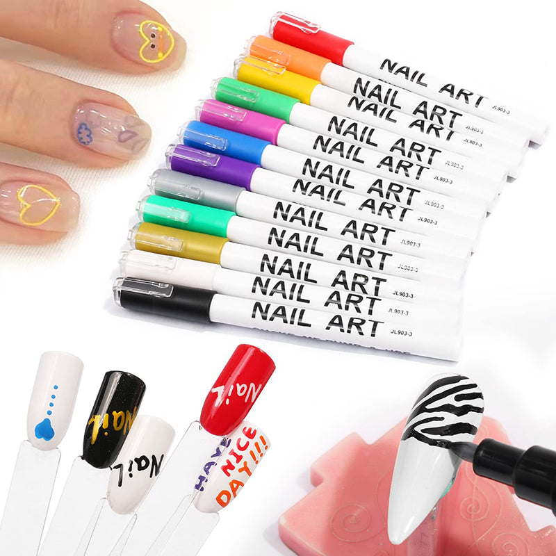 Amazon.com : 12 Color 3D Glitter Nail Art Pens Set, Kalolary Nail Point  Graffiti Dotting Pen Drawing Painting Liner Brush for DIY Nail Art Beauty  Adorn Manicure Tools(F) : Beauty & Personal